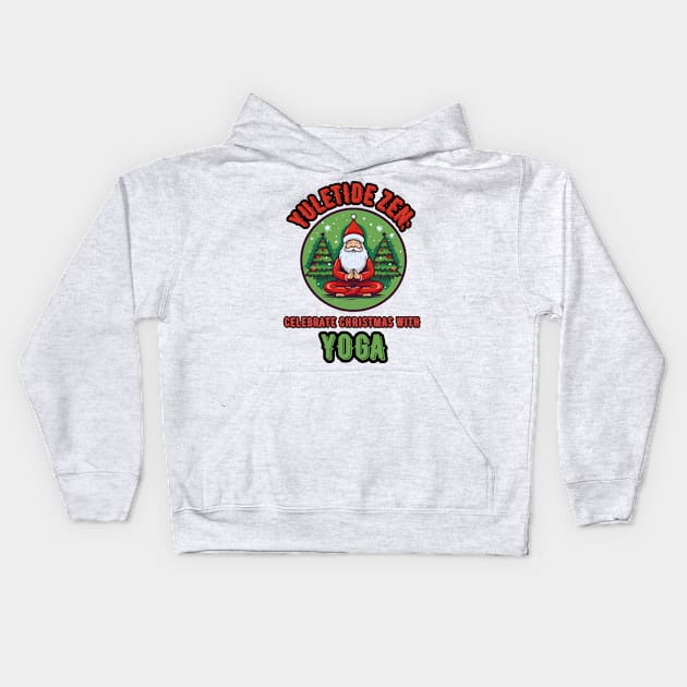 Yuletide Zen: Celebrate Christmas with Yoga Christmas Yoga Kids Hoodie by OscarVanHendrix